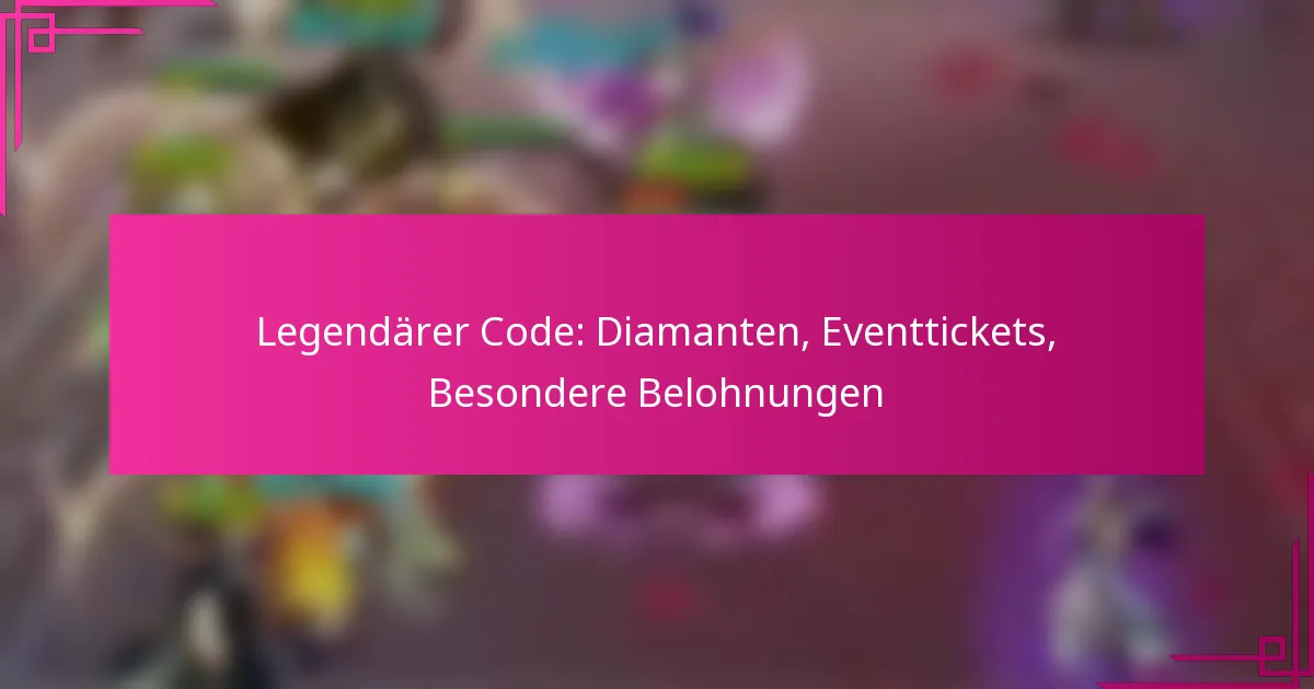 Legendärer Code: Diamanten, Eventtickets, Besondere Belohnungen
