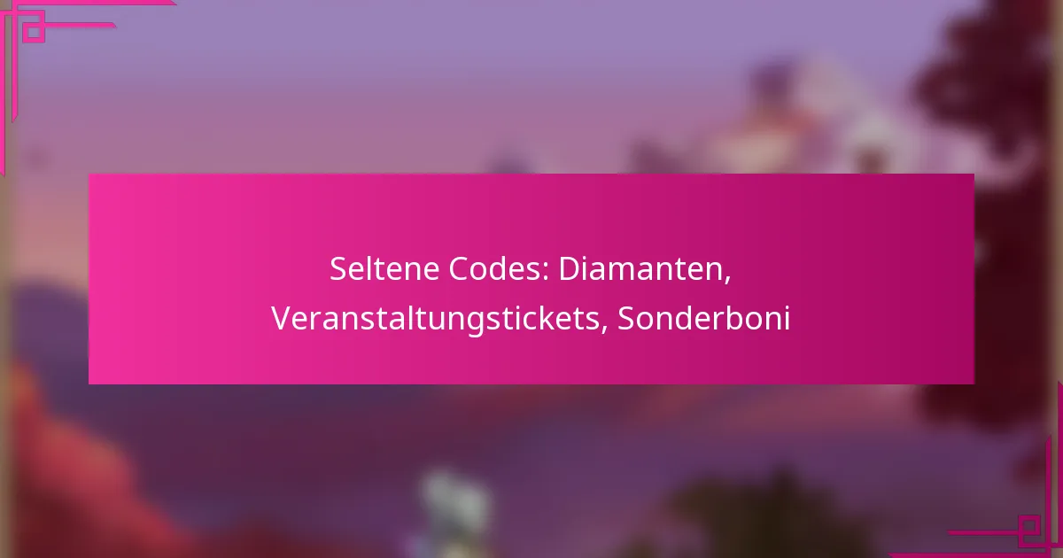 Seltene Codes: Diamanten, Veranstaltungstickets, Sonderboni