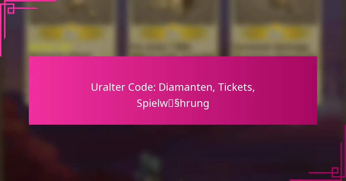 Uralter Code: Diamanten, Tickets, Spielwährung