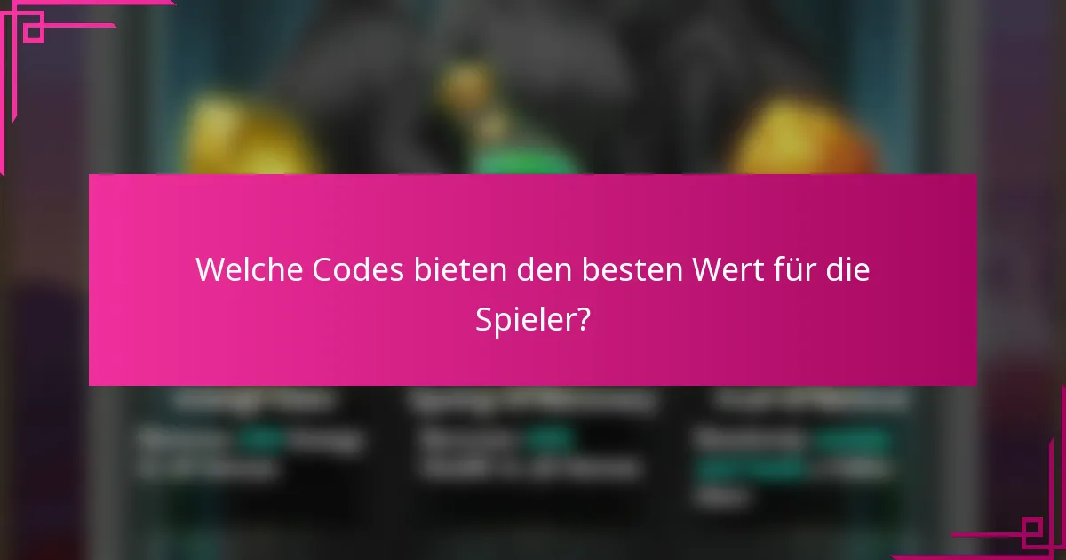 Welche Codes bieten den besten Wert für die Spieler?